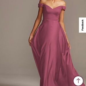 Off-the-Shoulder Satin A-Line Bridesmaid Dress
Worn 1X…DRY CLEANED…MUST GO!
